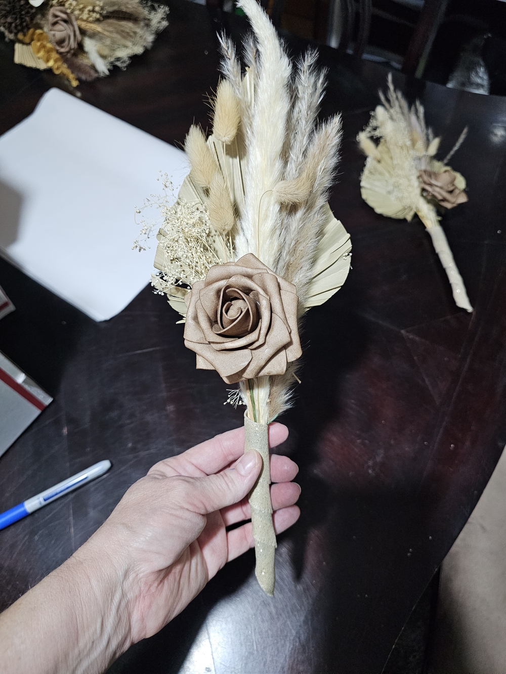 BohoNeutral Beige Dried Floral Junior Bridesmaid Bouquet 3 - Unbranded